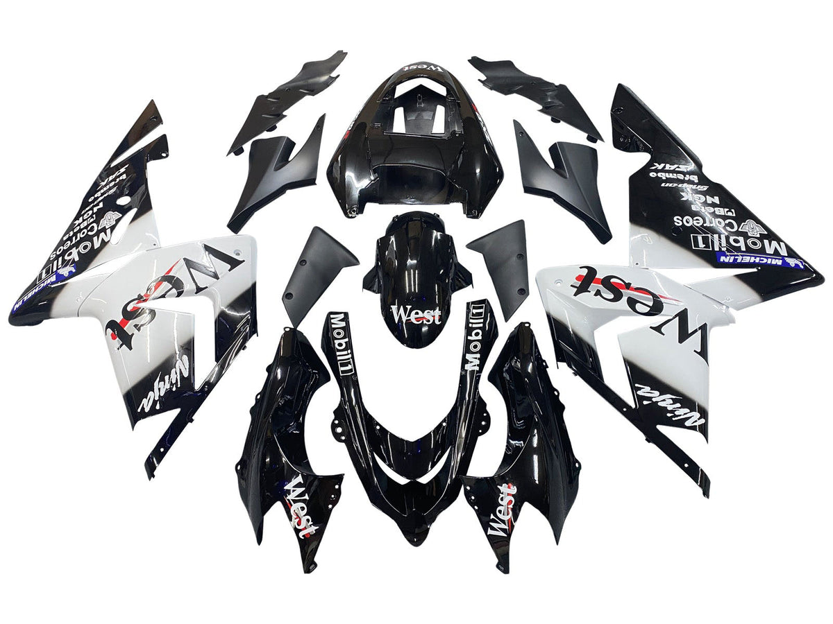 2004-2005 White Black West Ninja Kawasaki ZX10R Fairing Kit