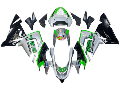 2004-2005 Kawasaki ZX-10R Green Silver Black 69 Fairing Kit