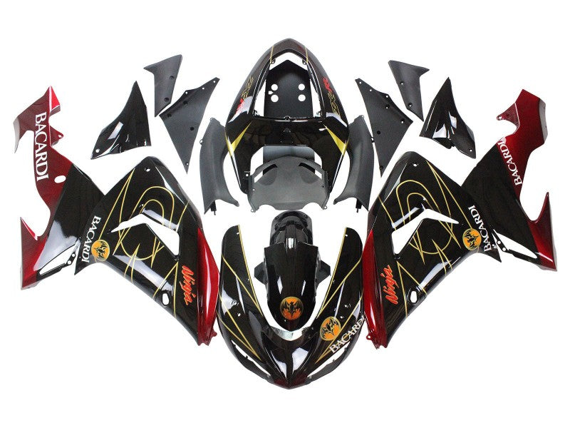 Purchase 2006-2007 Black Red Gold BACARDI Kawasaki ZX10R Motorcycle Fairings UK