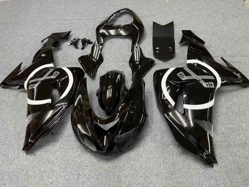 Purchase 2006-2007 Glossy Black White Circle Kawasaki ZX10R Motorcycle Fairings UK