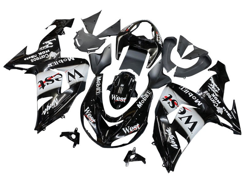 Purchase 2006-2007 Glossy Black White West Kawasaki ZX10R Motorcycle Fairings UK