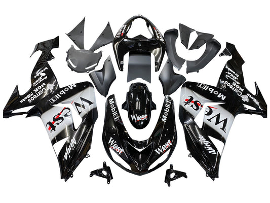 2006-2007 Black White West Ninja Kawasaki ZX10R Fairing Kit