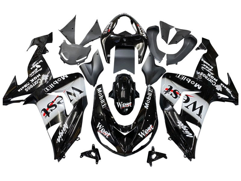 Purchase 2006-2007 Glossy Black White West Kawasaki ZX10R Motorcycle Fairings UK