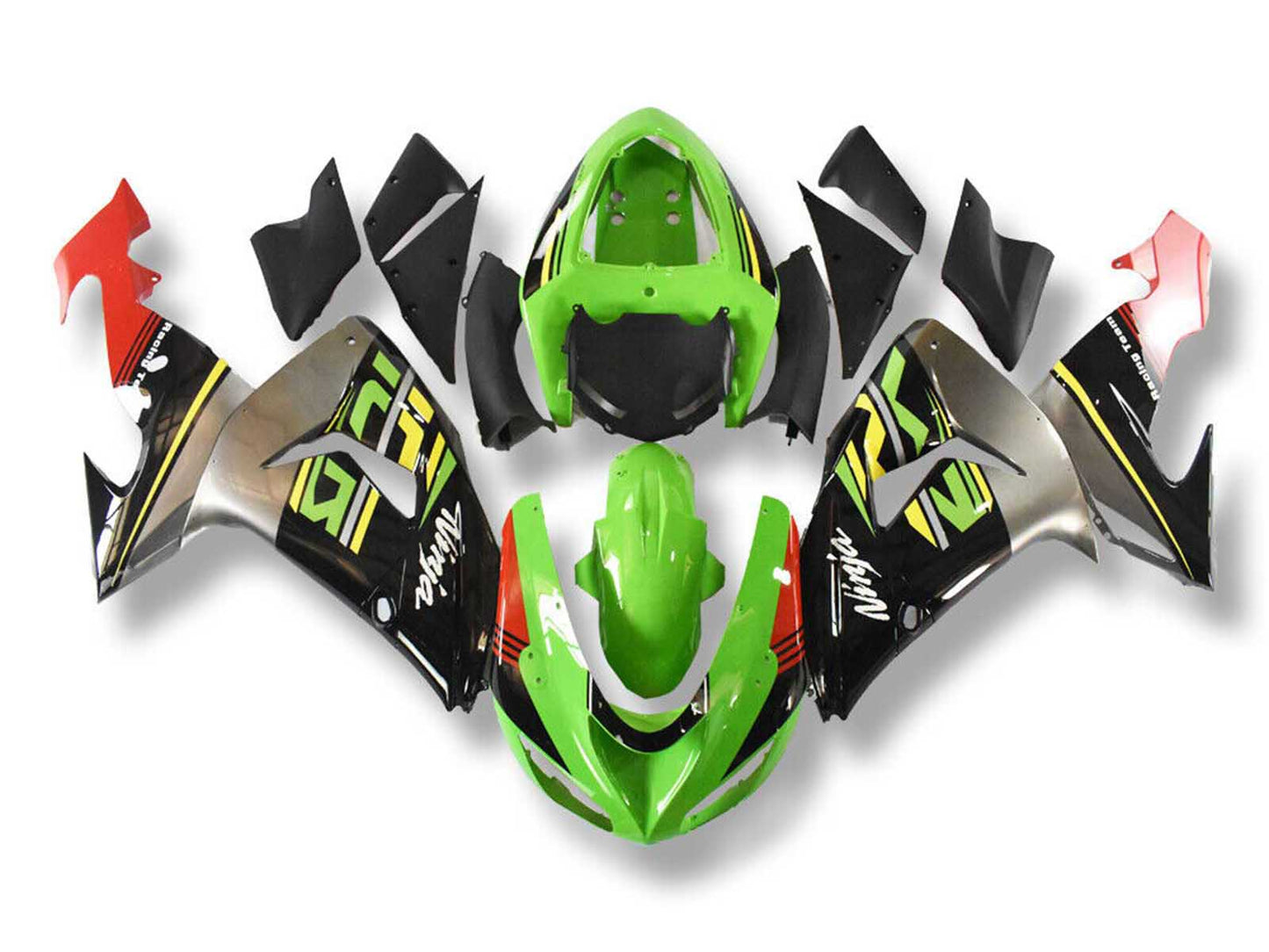 2006-2007 Green Black Grey Ninja Kawasaki ZX10R Fairing Kit