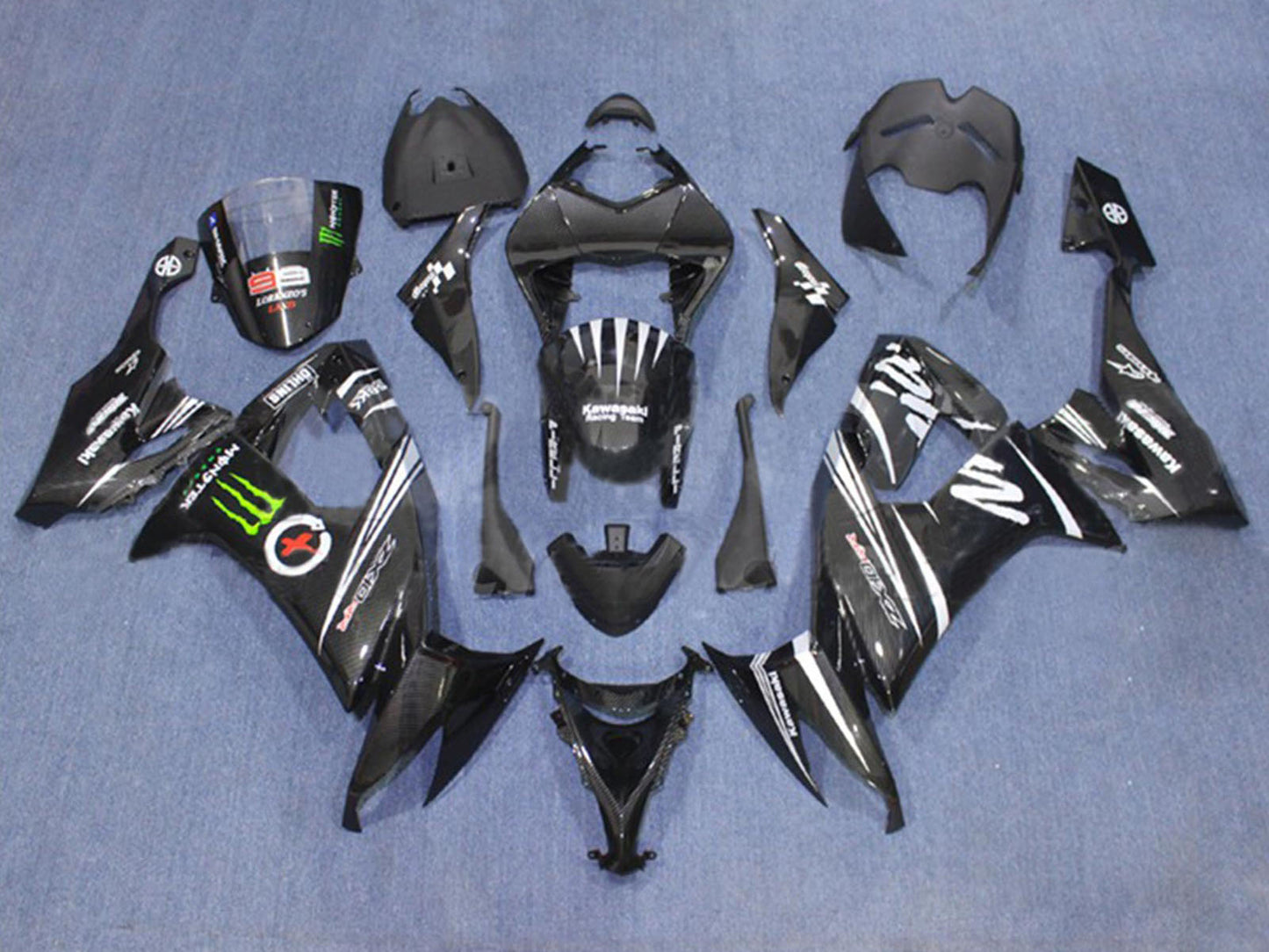 2006-2007 Matte Black With Red Line Kawasaki ZX10R Fairing Kit