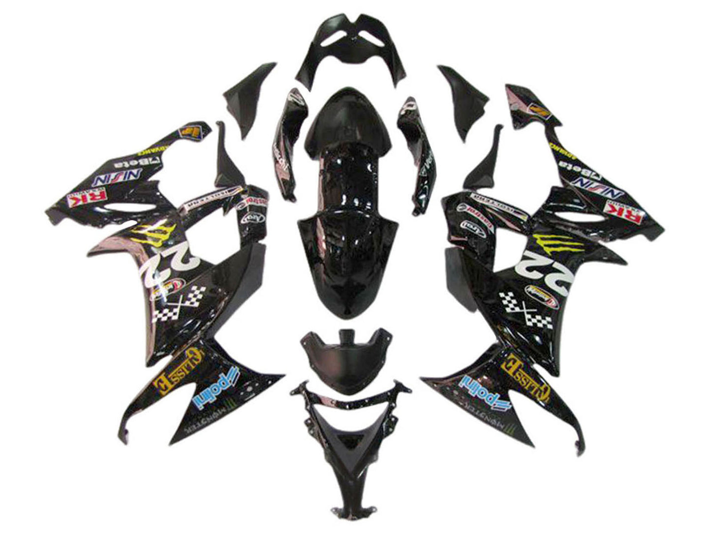2006-2007 Black Red Kawasaki ZX10R Kits Fairing Kit