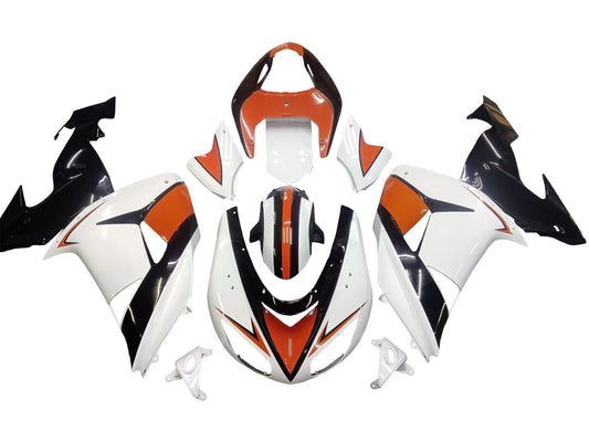 2006-2007 White Black Burnt Orange Kawasaki ZX10R Fairing Kit