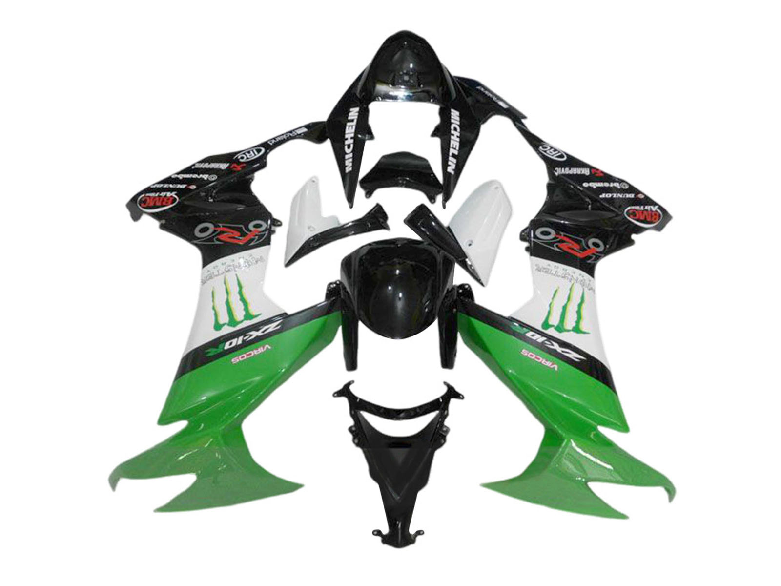 2008-2010 Black White Ninja Kawasaki ZX10R Fairing Kit