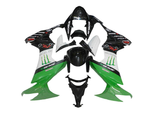 2008-2010 Black White Ninja Kawasaki ZX10R Fairing Kit