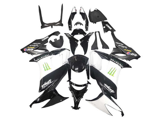 2008-2010 Black White Monster Elf Ninja Kawasaki ZX10R Fairing Kit