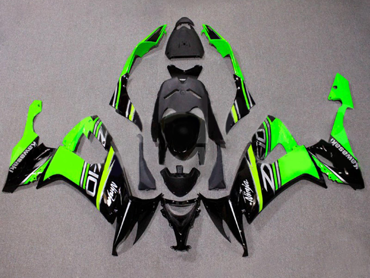 2008-2010 Glossy Black Green White Neos Banca Kawasaki ZX10R Fairing Kit