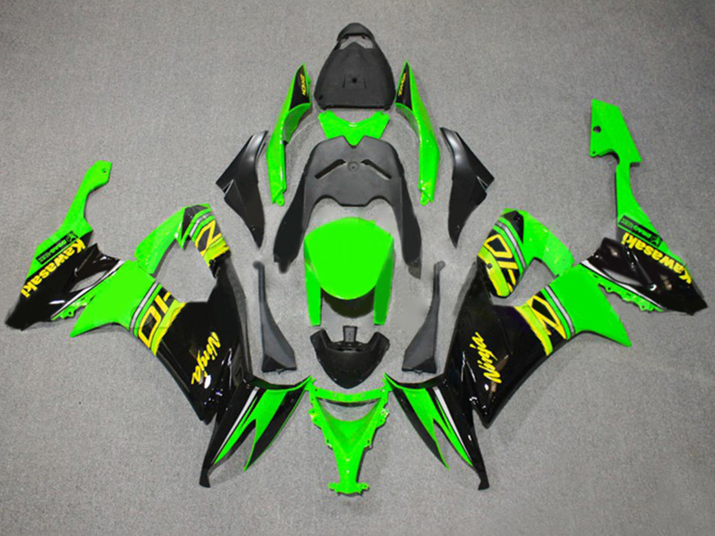 2008-2010 Glossy Green Black White Kawasaki ZX10R Fairing Kit