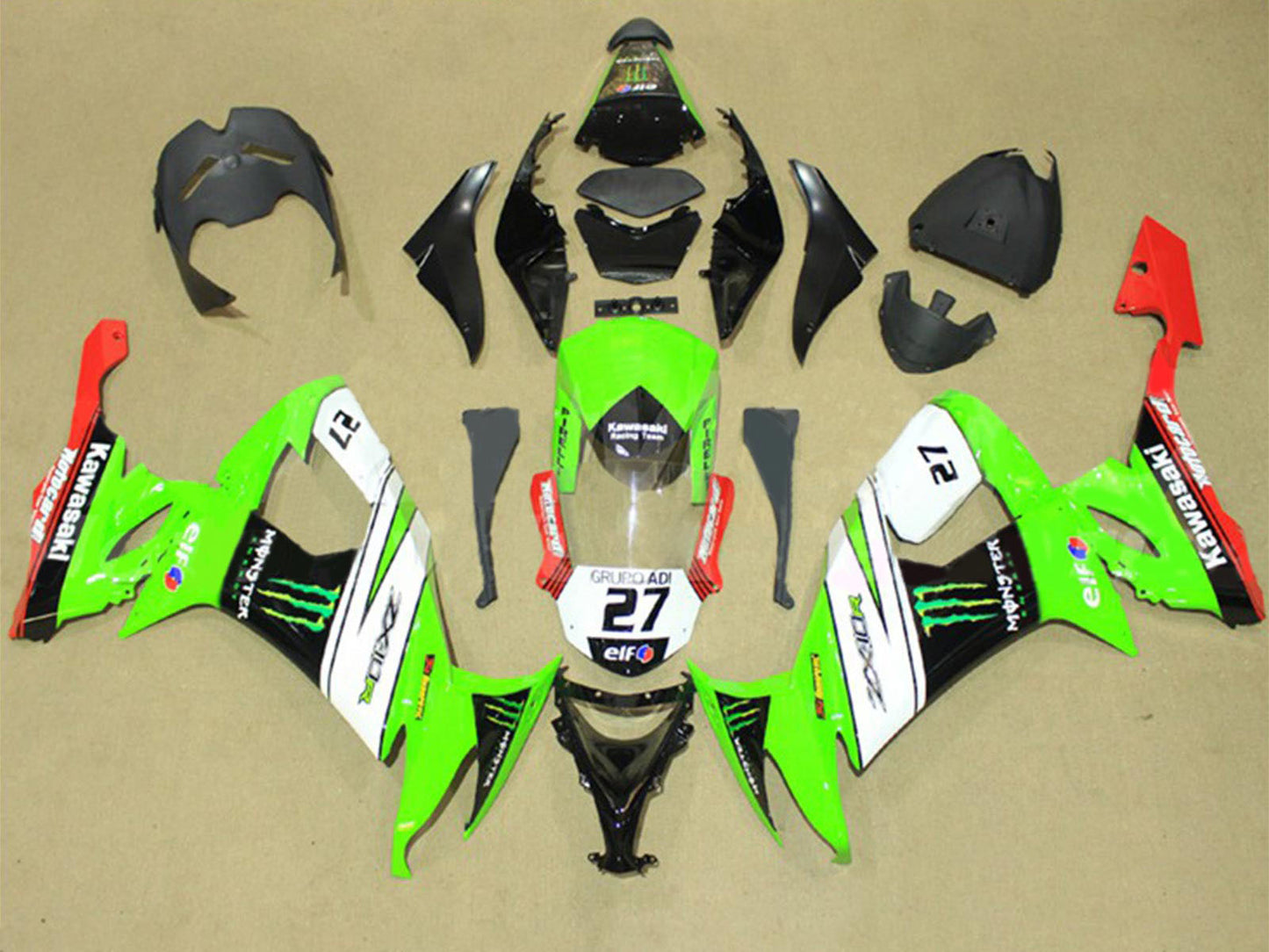 2008-2010 Green Black Elf Kawasaki ZX10R Fairing Kit
