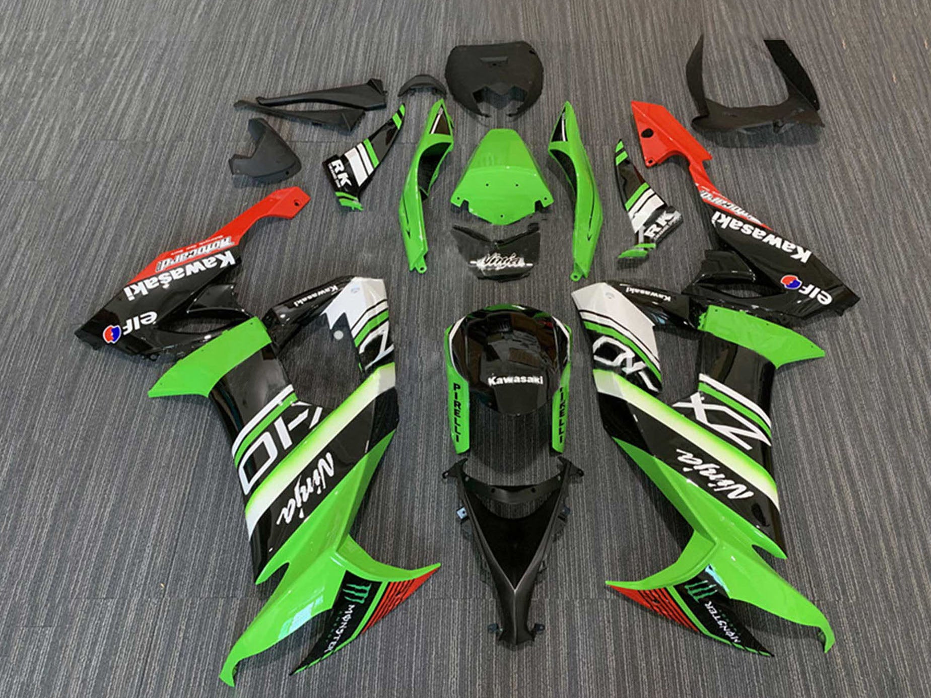 2008-2010 Green Black White Ninja Kawasaki ZX10R Fairing Kit