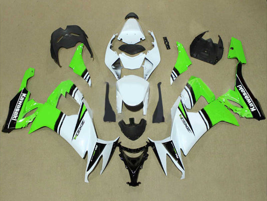 2008-2010 Black Green White Kawasaki ZX10R Fairing Kit