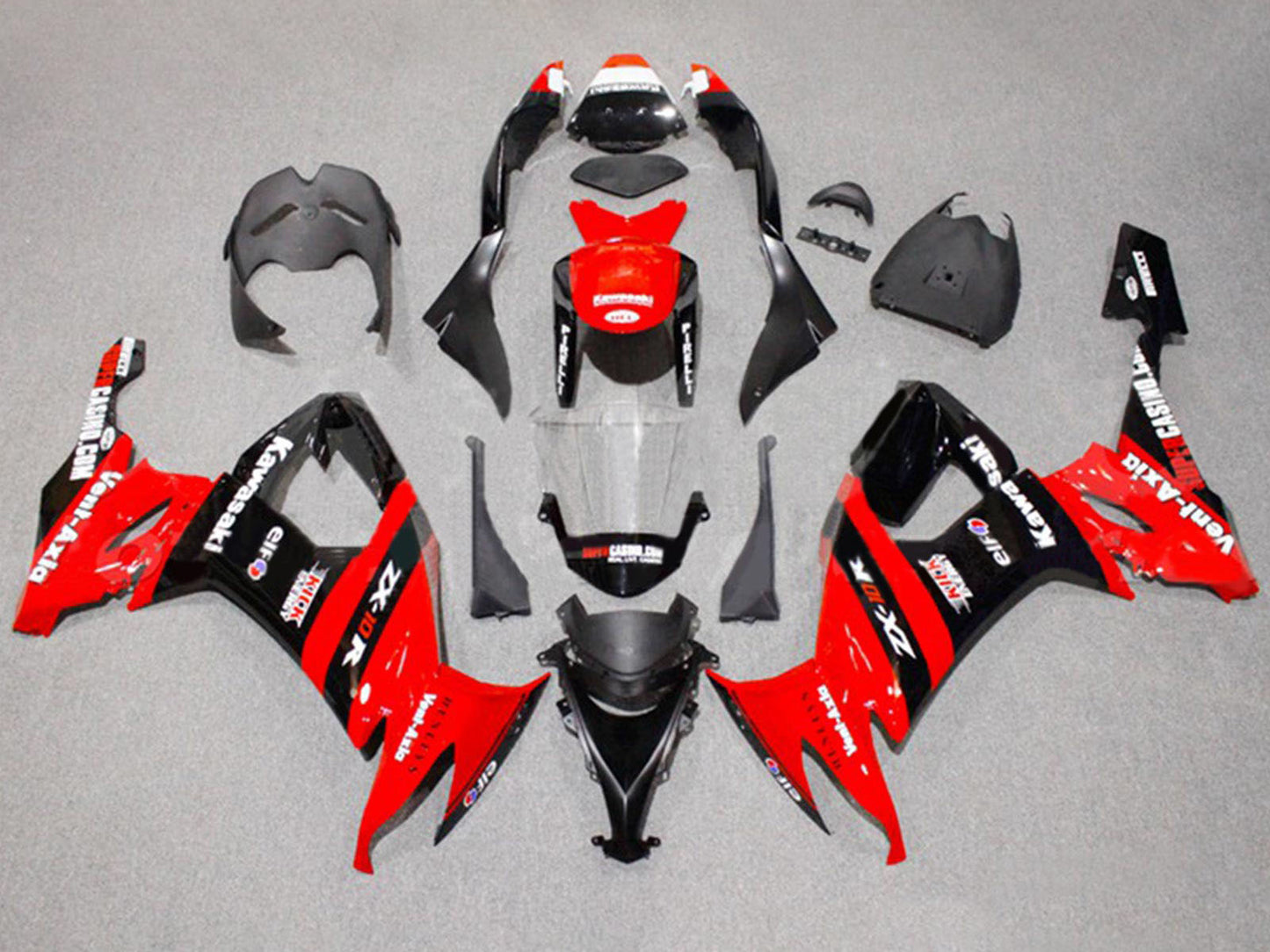 2008-2010 Black Green Red Monster Elf Ninja Kawasaki ZX10R Fairing Kit