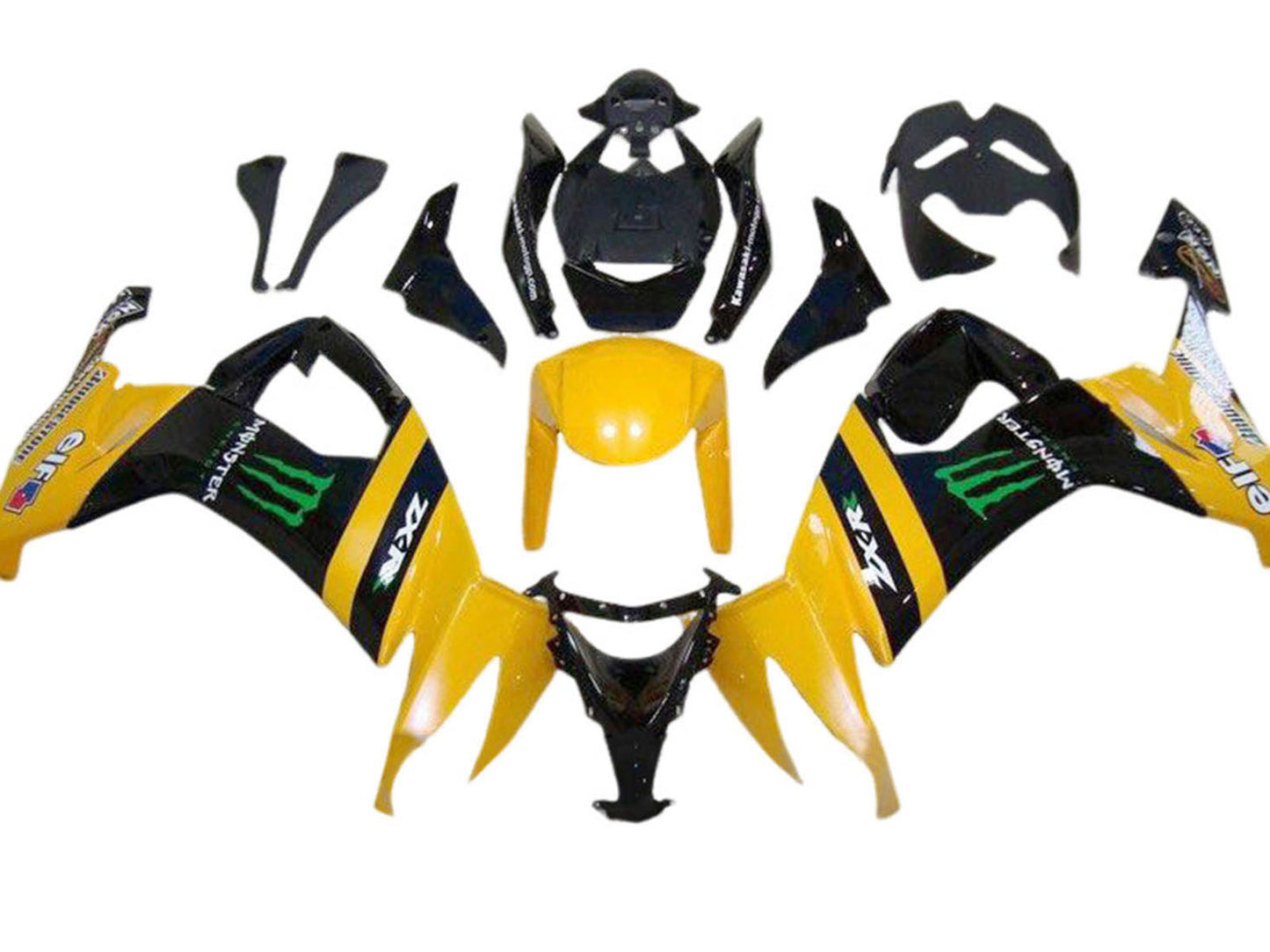 2008-2010 Matte Black Silver Red Elf 93 Kawasaki ZX10R Fairing Kit