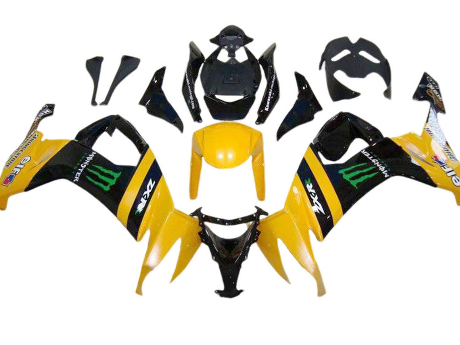 2008-2010 Matte Black Silver Red Elf 93 Kawasaki ZX10R Fairing Kit