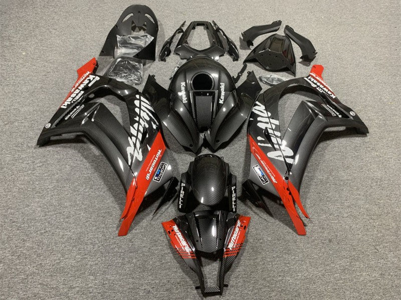 Purchase 2008-2010 Black Carbon Fiber Red Kawasaki ZX10R Motorcycle Fairings UK