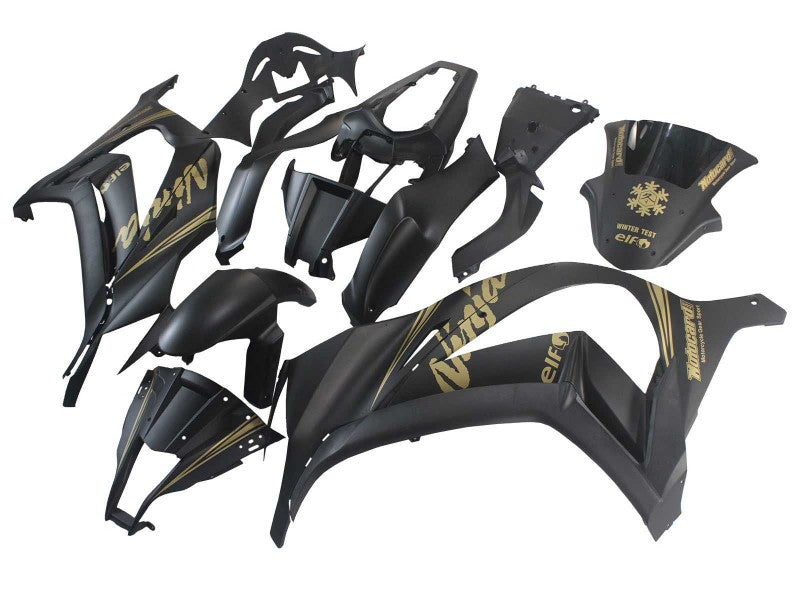 Purchase 2011-2015 Matte Black Gold Snow Elf Kawasaki ZX10R Motorcycle Fairings UK