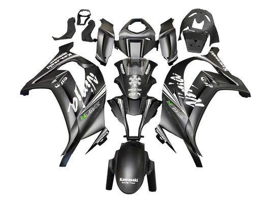 2011-2015 Black With White Snow Decal Elf Ninja Kawasaki ZX10R Fairing Kit