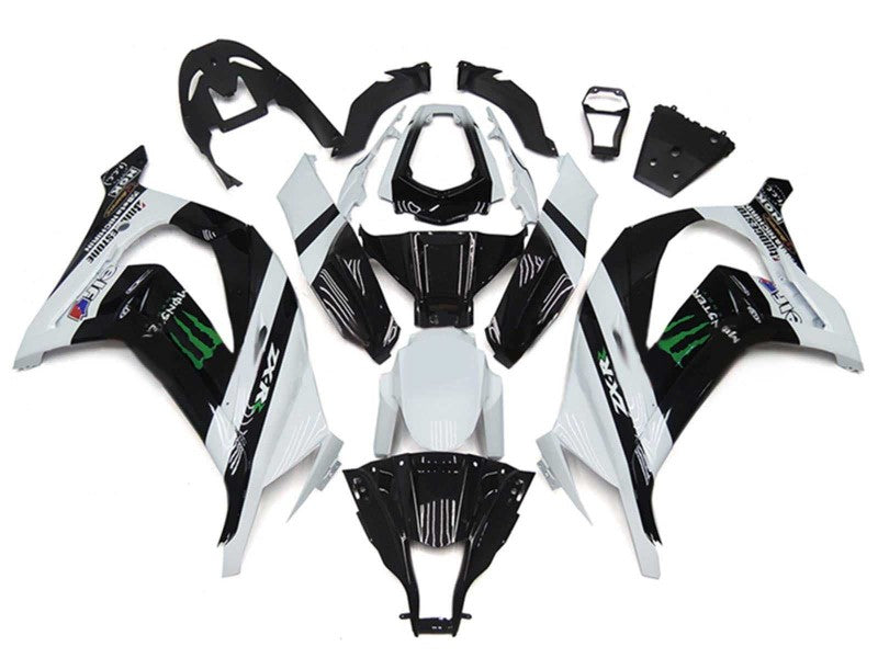 Purchase 2011-2015 White Glossy Black Green Monster Kawasaki ZX10R Motorcycle Fairings UK