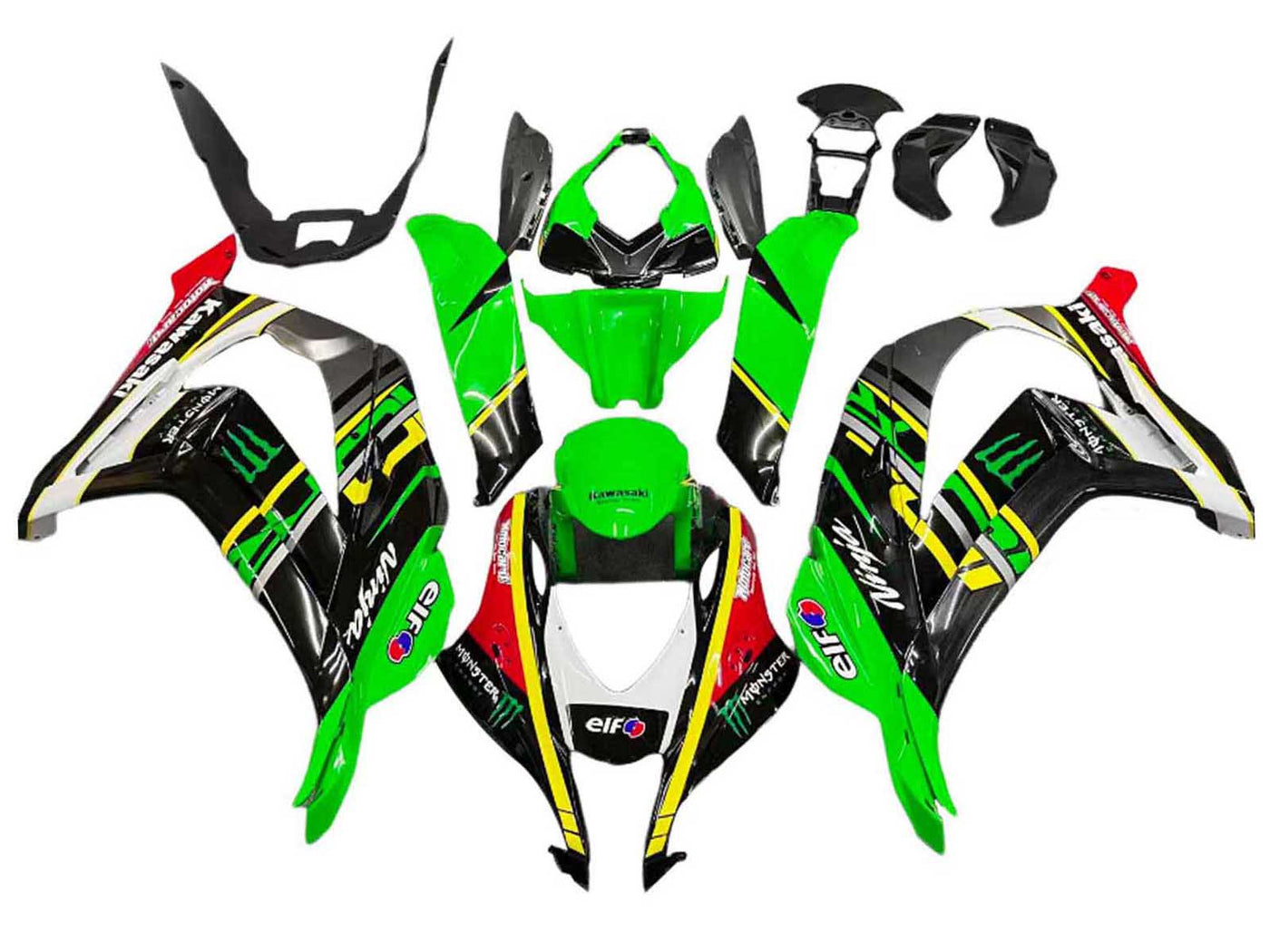 2016-2020 Black Green Yellow Monster Elf Ninja Kawasaki ZX10R Fairing Kit