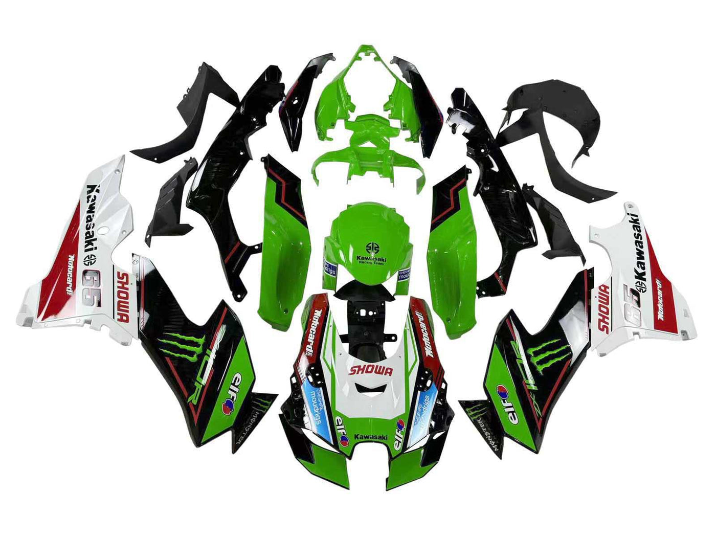 2021-2025 Green Black White Elf 66 Kawasaki ZX10R Fairing Kit