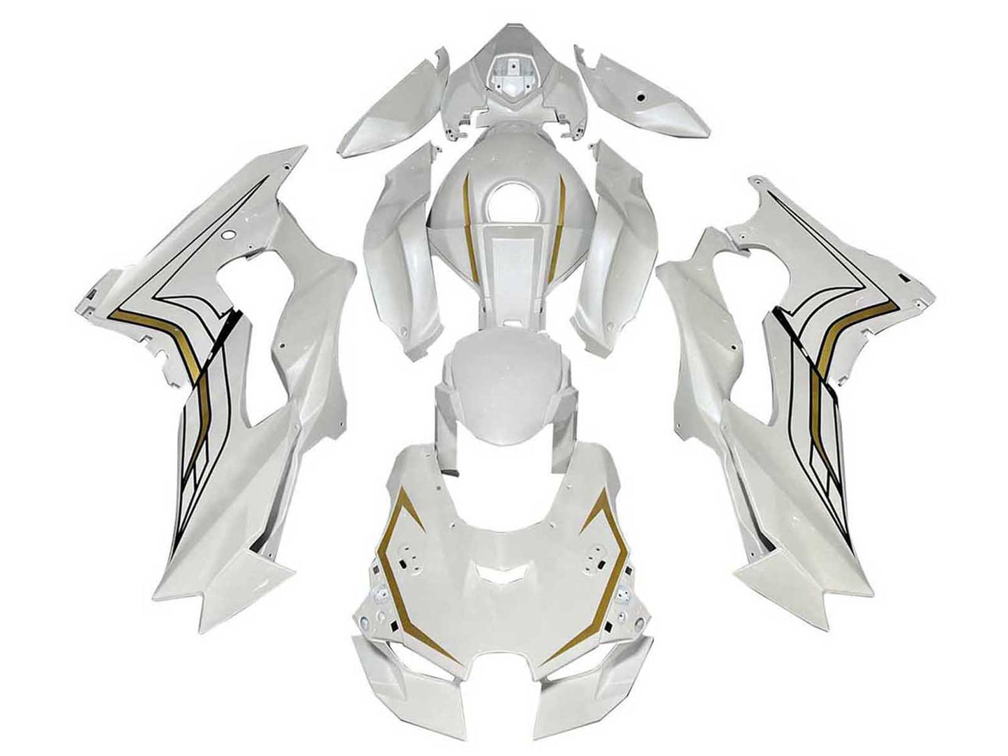 2021-2025 White Gold Kawasaki ZX10R Motorcycle Fairings， Purchase 2021-2025 White Gold Kawasaki ZX10R Motorcycle Fairings UK - UK