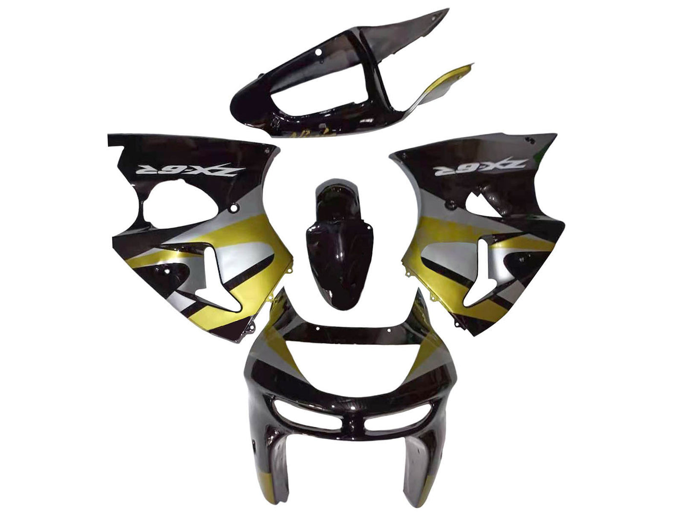 1998-1999 Black Grey Yellow Kawasaki ZX6R Fairing Kit