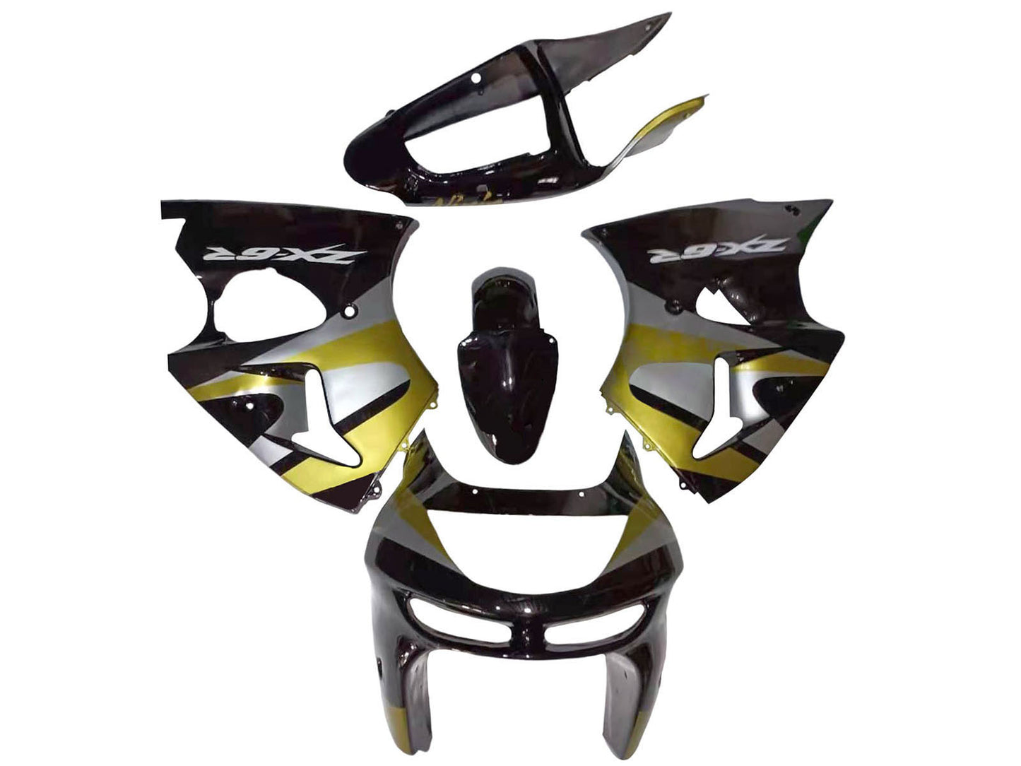 1998-1999 Black Grey Yellow Kawasaki ZX6R Fairing Kit