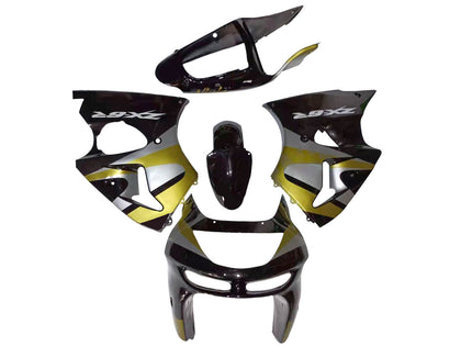 1998-1999 Kawasaki ZX-6R Black Gray Yellow Fairing Kit