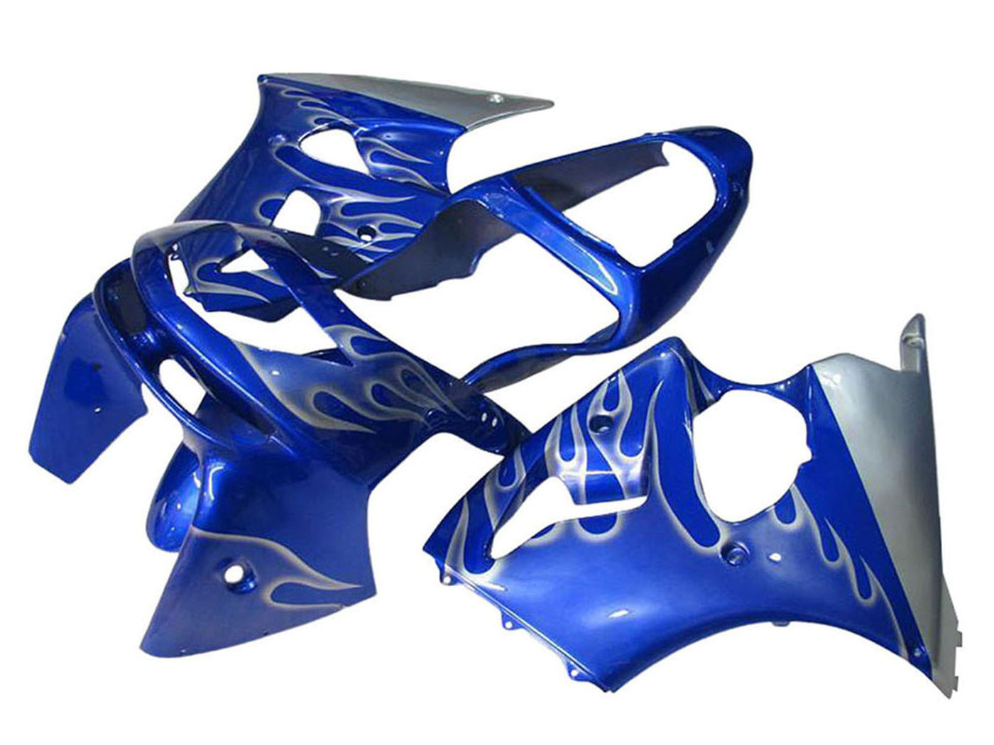 1998-1999 Blue White Flame Kawasaki ZX6R Fairing Kit