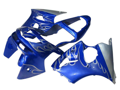 1998-1999 Kawasaki ZX-6R Blue White Flame Fairing Kit