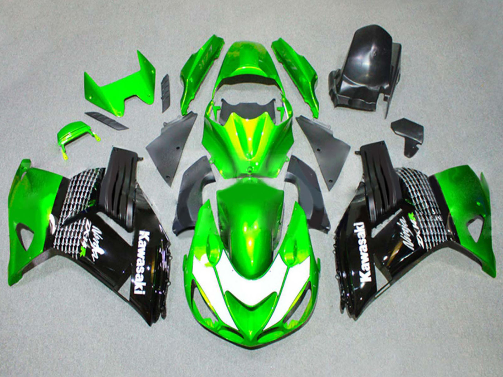 2006-2011 Black With Blue Flame Ninja Kawasaki Ninja ZX14R ZZR1400 Fairing Kit