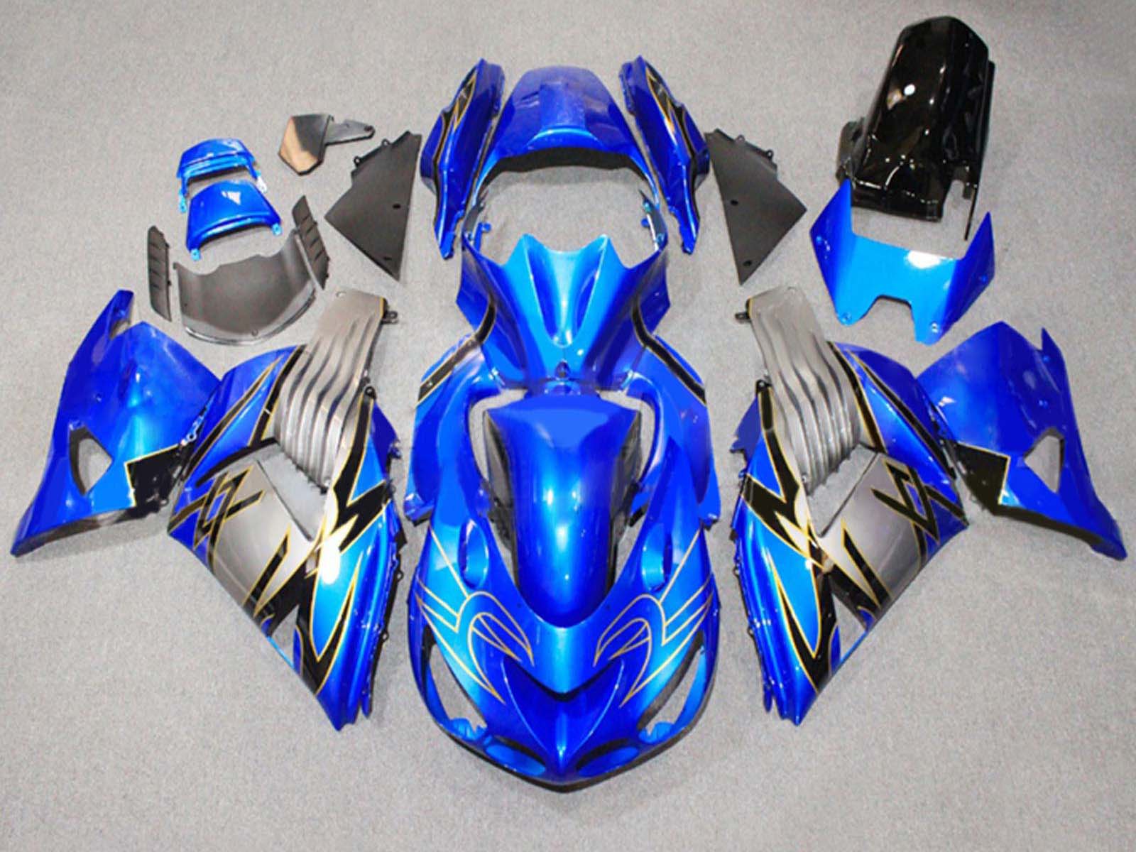 2006-2011 Blue Grey Kawasaki Ninja ZX14R ZZR1400 Fairing Kit