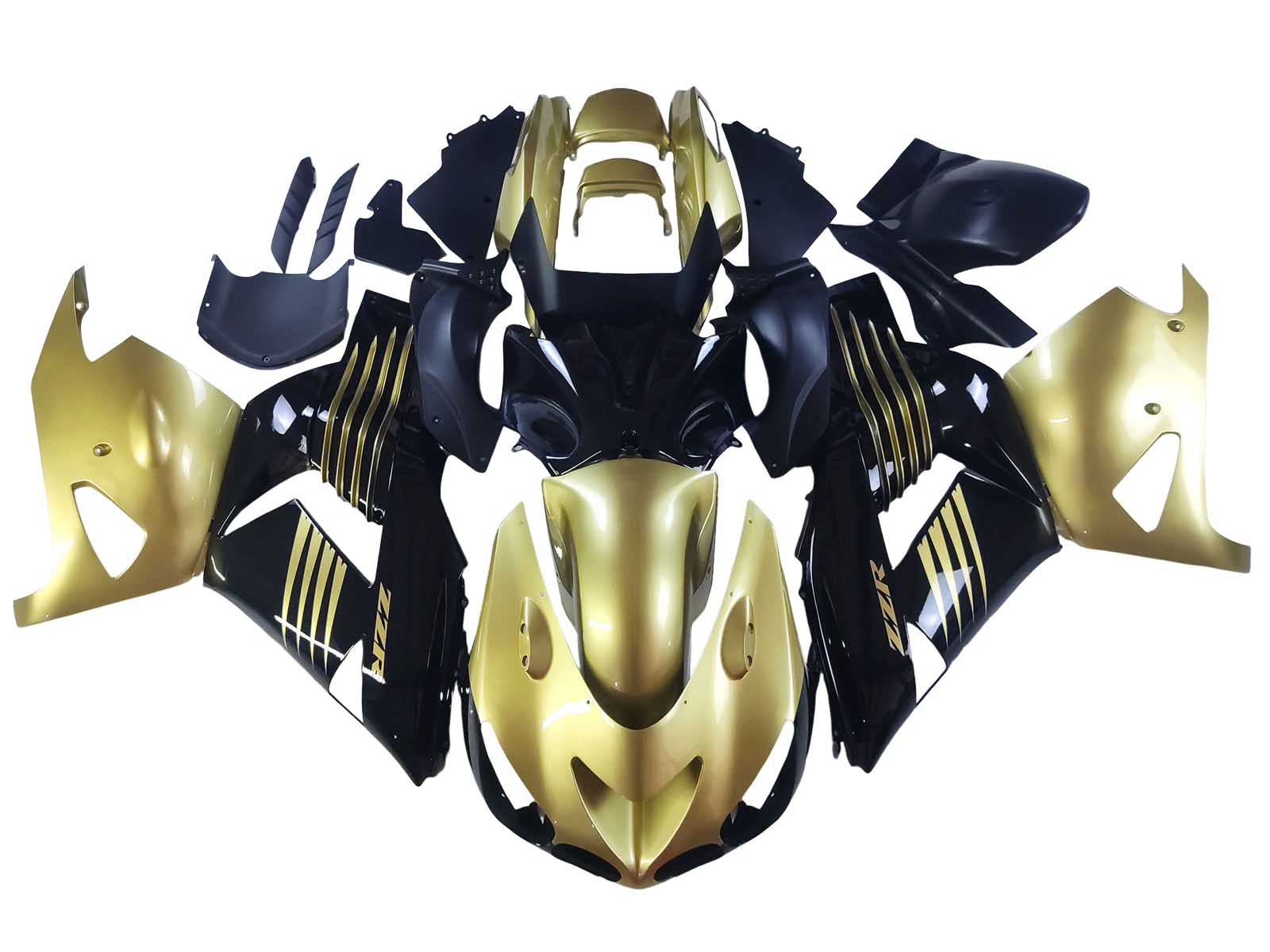 2006-2011 Glossy Gold Black Kawasaki Ninja ZX14R ZZR1400 Fairing Kit