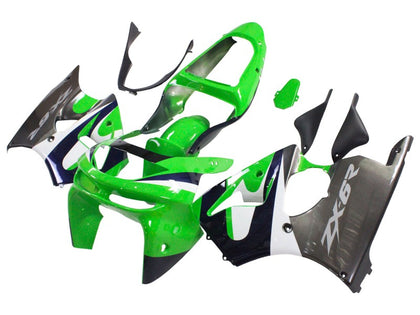 1998-1999 Kawasaki ZX-6R Green Black Gray Fairing Kit