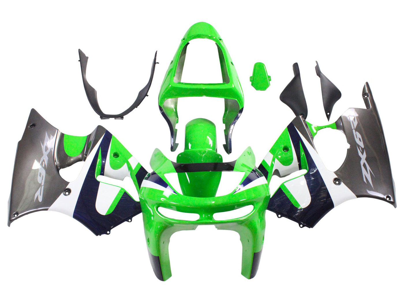 1998-1999 Green Black Grey Kawasaki ZX6R Fairing Kit