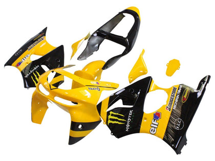 1998-1999 Kawasaki ZX-6R Yellow Black Monster Elf Fairing Kit