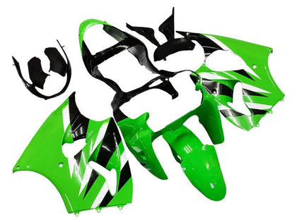 2000-2002 Kawasaki ZX-6R Green Black Fairing Kit
