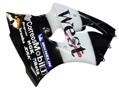 2000-2002 Kawasaki ZX-6R Black White West Michelin Fairing Kit