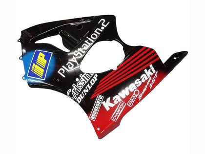 2000-2002 Kawasaki ZX-6R Blue Red Play Station 2 Fairing Kit