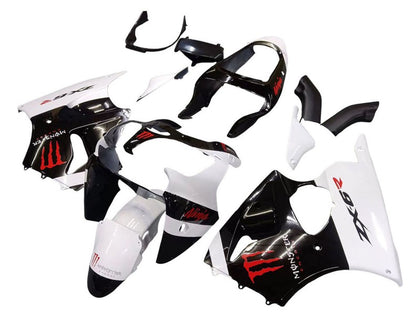 2000-2002 Kawasaki ZX-6R White Black Monster Fairing Kit