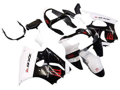 2000-2002 Kawasaki ZX-6R White Black Monster Fairing Kit