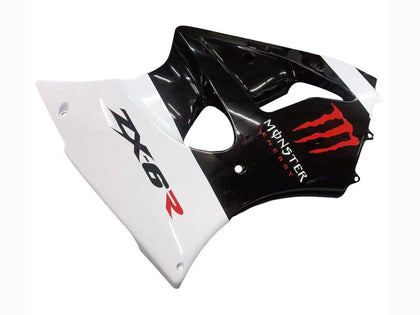 2000-2002 Kawasaki ZX-6R White Black Monster Fairing Kit