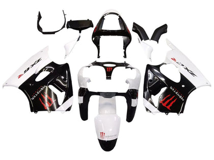 2000-2002 Kawasaki ZX-6R White Black Monster Fairing Kit