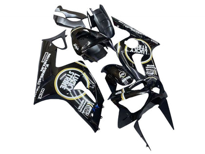 2003-2004 Kawasaki ZX-6R Glossy Black White Motul Lucky Strike Fairing Kit