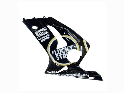 2003-2004 Kawasaki ZX-6R Glossy Black White Motul Lucky Strike Fairing Kit