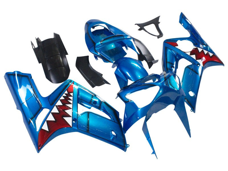 Purchase 2003-2004 Blue White Red Shark Kawasaki ZX6R Motorcycle Fairings UK